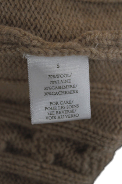 Ronny Kobo Womens Beige V-Neck Wool Cardigan Long Sleeve Solid Size S