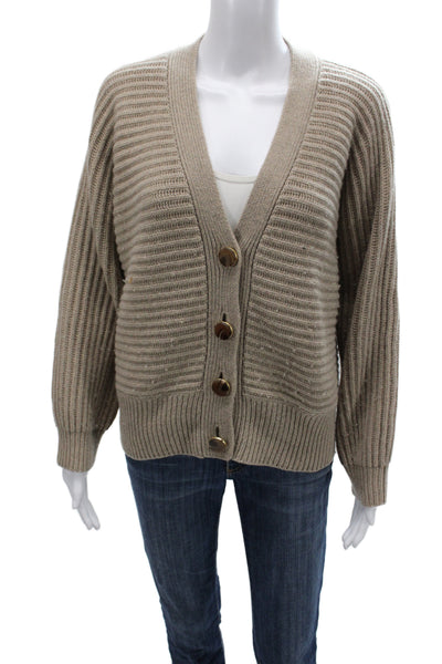 Stella McCartney Womens V-Neck Cashmere Cardigan Beige Long Sleeve Size 38