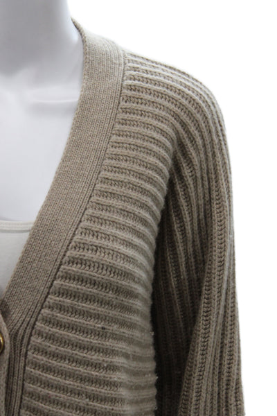 Stella McCartney Womens V-Neck Cashmere Cardigan Beige Long Sleeve Size 38