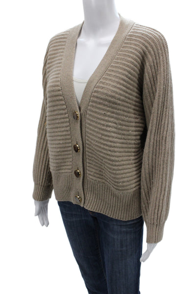 Stella McCartney Womens V-Neck Cashmere Cardigan Beige Long Sleeve Size 38