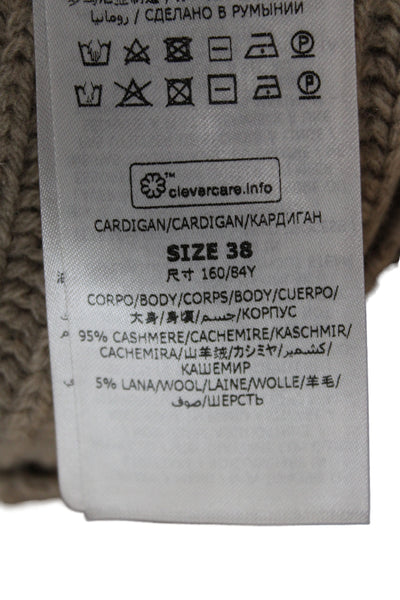 Stella McCartney Womens V-Neck Cashmere Cardigan Beige Long Sleeve Size 38