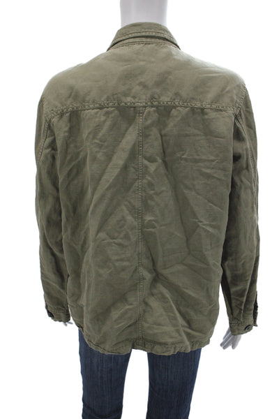 Hartford Womens Military Jacket Green Button Long Sleeve Size 3