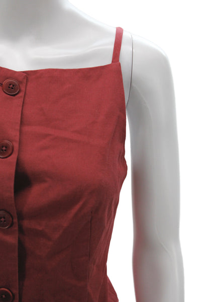 Madewell Women Red Lyocell Square Neck Camisole Button Closure Size 2