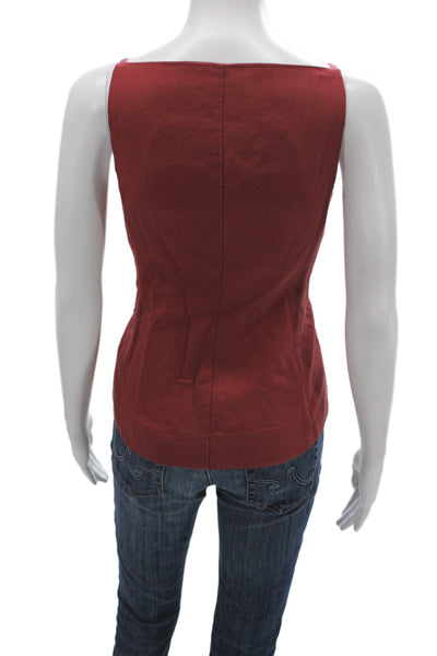 Madewell Women Red Lyocell Square Neck Camisole Button Closure Size 2