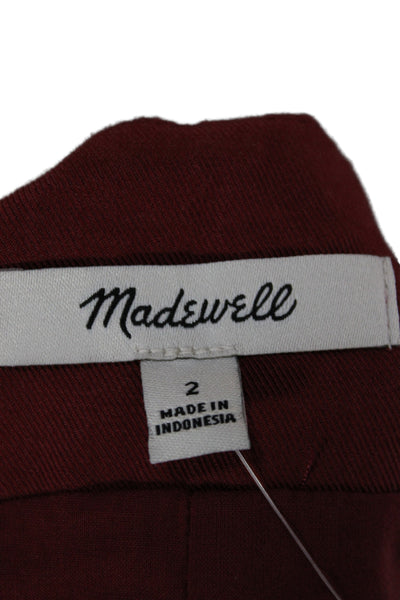Madewell Women Red Lyocell Square Neck Camisole Button Closure Size 2