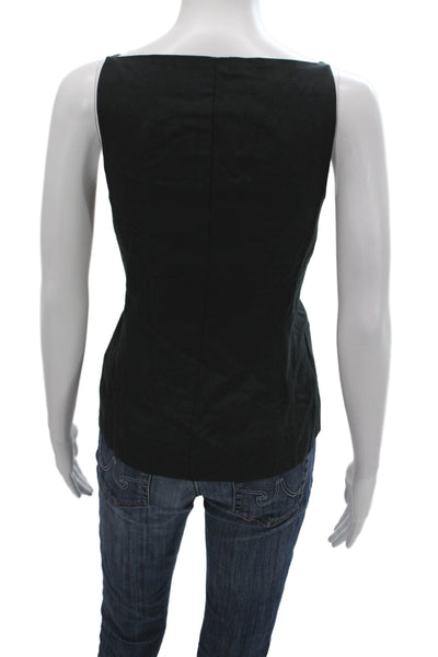 Madewell Women Black Square Neck Camisole Button Lyocell Sleeveless Size 2