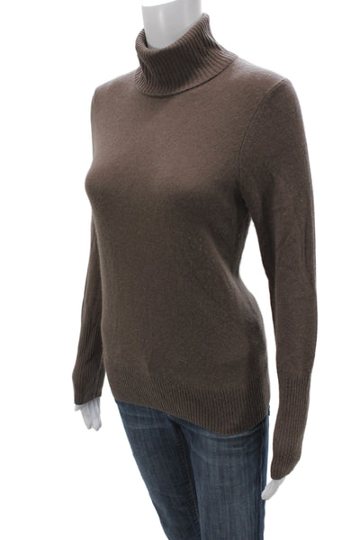 Aqua Cashmere Women Brown 100% Cashmere Turtleneck Pullover Long Sleeve Size S