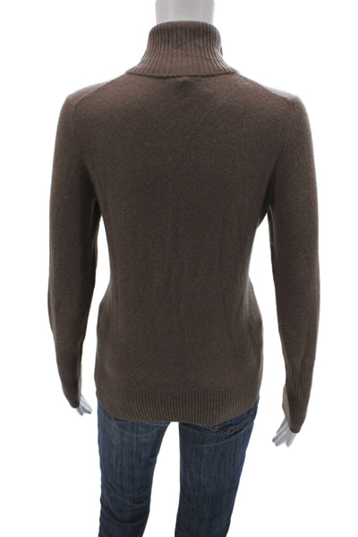 Aqua Cashmere Women Brown 100% Cashmere Turtleneck Pullover Long Sleeve Size S