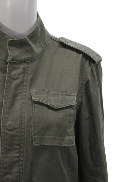 The Kooples Women Military Jacket Green Cotton Button Long Sleeve Size L