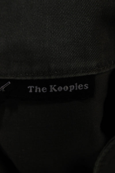 The Kooples Women Military Jacket Green Cotton Button Long Sleeve Size L