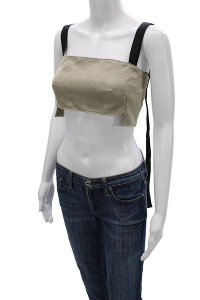 Zara Women Cropped Beige Square Neck Sleeveless Tank Polyester Minimalist Size S