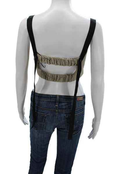 Zara Women Cropped Beige Square Neck Sleeveless Tank Polyester Minimalist Size S