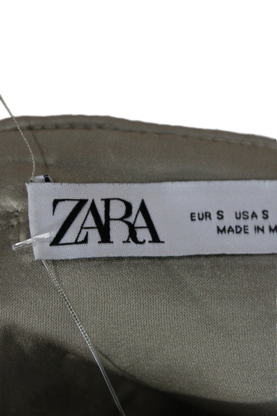 Zara Women Cropped Beige Square Neck Sleeveless Tank Polyester Minimalist Size S