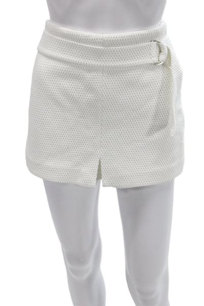 Zara Womens Wrap Shorts White Buckle Textured Summer Size S