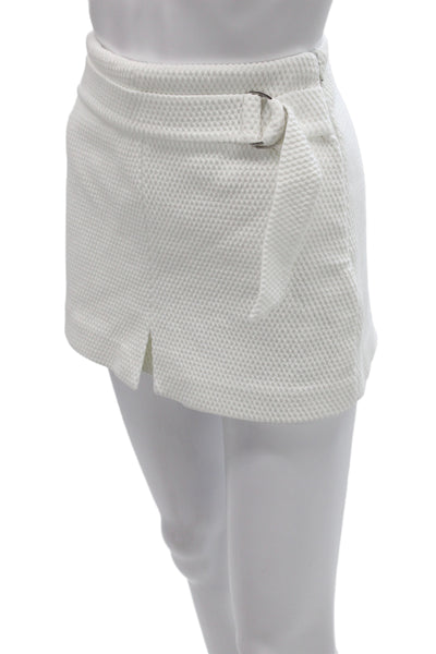 Zara Womens Wrap Shorts White Buckle Textured Summer Size S