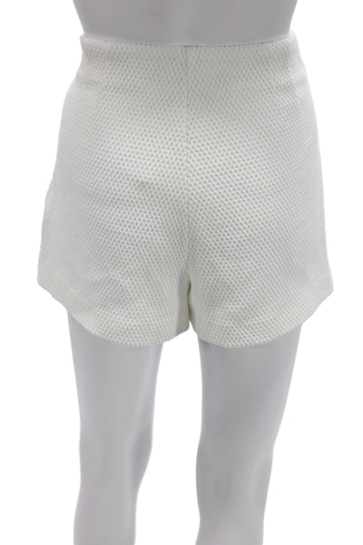 Zara Womens Wrap Shorts White Buckle Textured Summer Size S