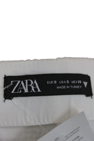 Zara Womens Wrap Shorts White Buckle Textured Summer Size S