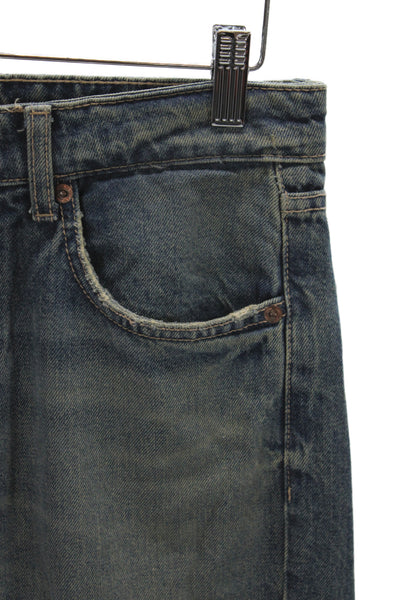Zara Womens Blue Straight Jeans 100% Cotton Mid Rise Button Size 4