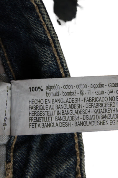 Zara Womens Blue Straight Jeans 100% Cotton Mid Rise Button Size 4