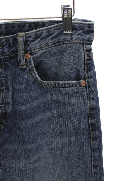 Zara Womens Straight Jeans Blue High Rise Cotton Button Inseam 30 Size 4