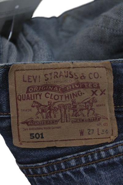 Levis Mens Straight Blue Cotton Jeans Mid Rise Size 27