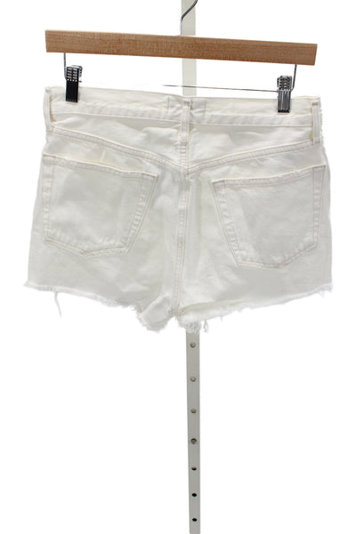 Agolde Womens White Cut-Off Cotton Button Shorts Size 25