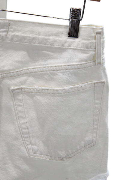 Agolde Womens White Cut-Off Cotton Button Shorts Size 25