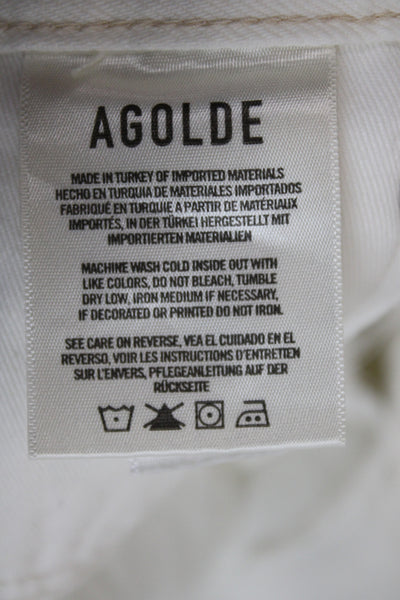 Agolde Womens White Cut-Off Cotton Button Shorts Size 25