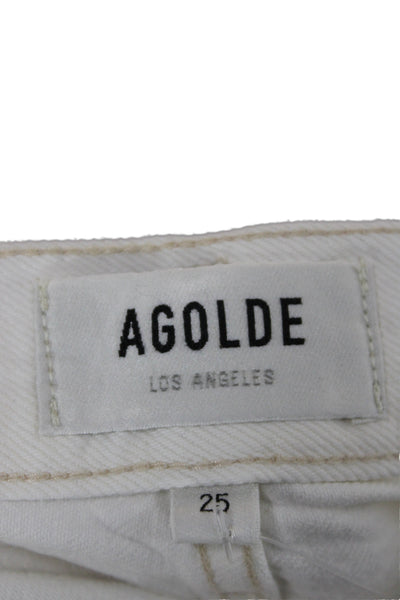 Agolde Womens White Cut-Off Cotton Button Shorts Size 25