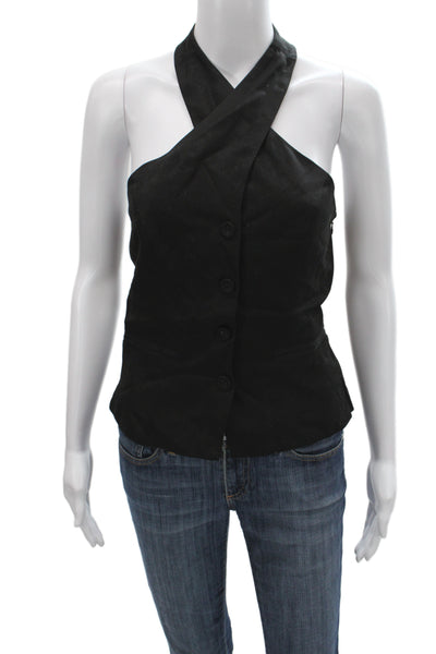Reformation Women Halter Sleeveless Black Basic Tank Top 100% Tencel Size 2