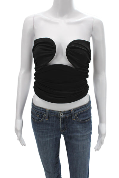 Pixie Market Womens Cropped Off Shoulder Black Strapless Blouse Size XS