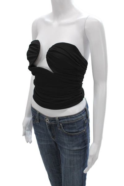 Pixie Market Womens Cropped Off Shoulder Black Strapless Blouse Size XS