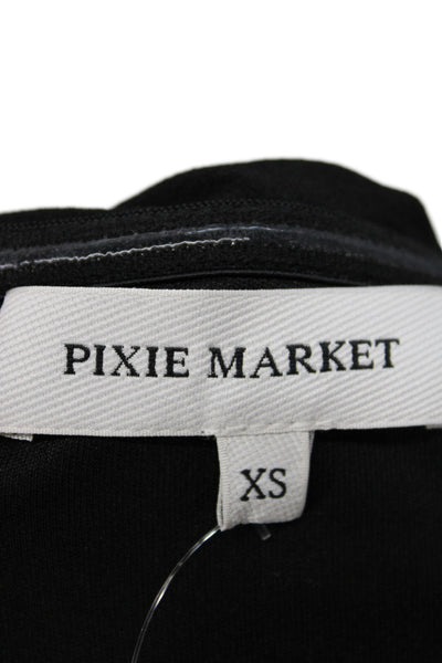 Pixie Market Womens Cropped Off Shoulder Black Strapless Blouse Size XS