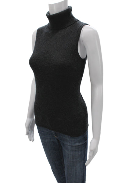 Elie Tahari Women Sleeveless Turtleneck Cashmere Pullover Sweater Gray Size XS