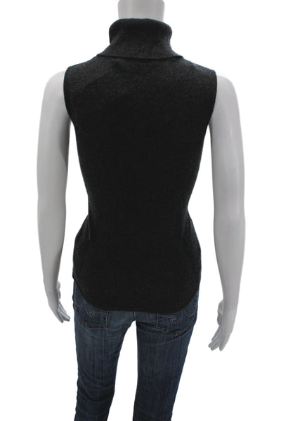Elie Tahari Women Sleeveless Turtleneck Cashmere Pullover Sweater Gray Size XS