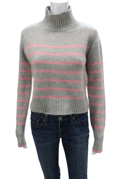 La Ligne Women Pullover Turtleneck Striped Gray Wool Long Sleeve Size XS