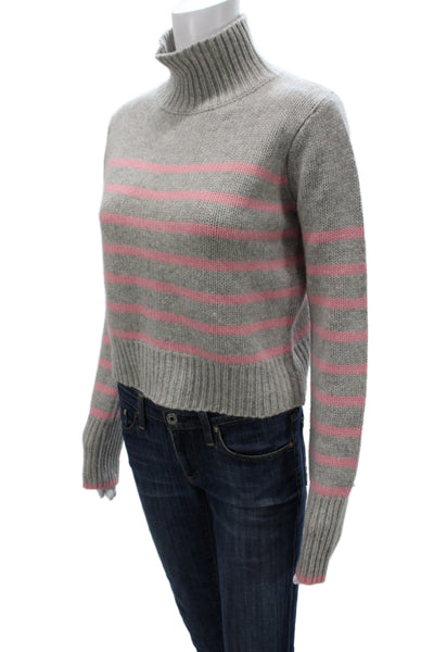 La Ligne Women Pullover Turtleneck Striped Gray Wool Long Sleeve Size XS