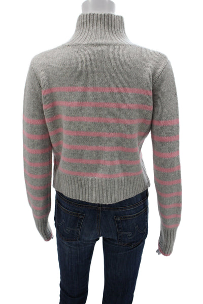 La Ligne Women Pullover Turtleneck Striped Gray Wool Long Sleeve Size XS