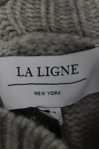 La Ligne Women Pullover Turtleneck Striped Gray Wool Long Sleeve Size XS
