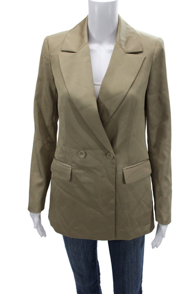 Favorite Daughter Women Beige Basic Jacket Button Long Sleeve Polyester Size 2XS