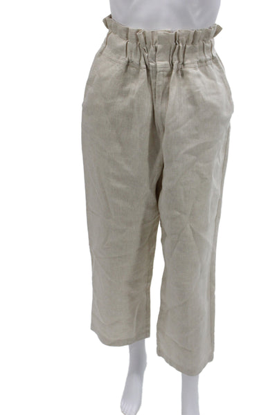 Posse Womens Cropped Beige Linen Pants Size XS