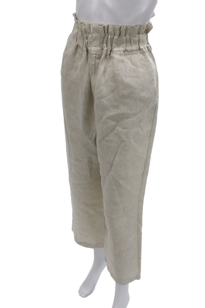 Posse Womens Cropped Beige Linen Pants Size XS