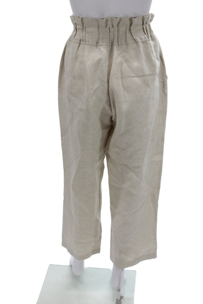 Posse Womens Cropped Beige Linen Pants Size XS