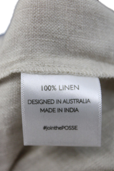 Posse Womens Cropped Beige Linen Pants Size XS