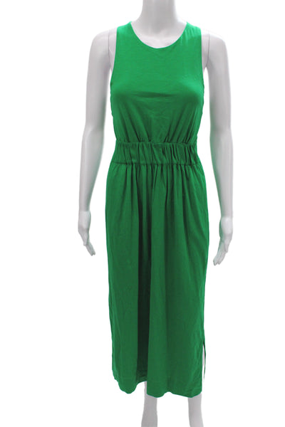 Me + Em Women Tank Dress Green Cotton Sleeveless Midi Casual Size 2