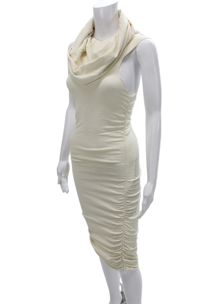 Khaite Women Bodycon Ivory Dress Sleeveless Cowl Neck Above Knee Size S