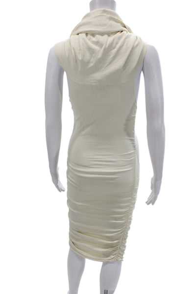 Khaite Women Bodycon Ivory Dress Sleeveless Cowl Neck Above Knee Size S