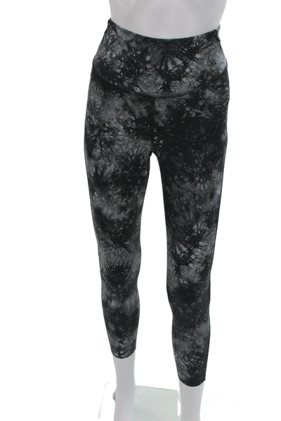 Lululemon Womens Cropped Tie Dye Athleisure Leggings Black Size 8