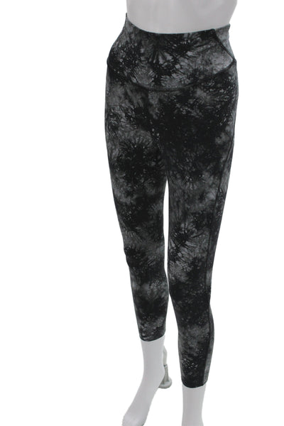 Lululemon Womens Cropped Tie Dye Athleisure Leggings Black Size 8