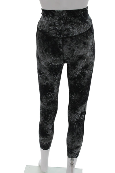 Lululemon Womens Cropped Tie Dye Athleisure Leggings Black Size 8